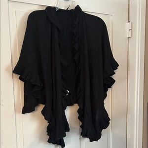 Women’s Black Ruffled Shawl Wrap Whimigoth Fairy Grunge Goblin Core